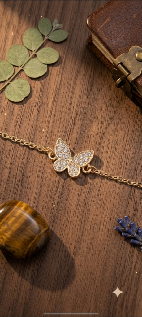 Gilded Crystal Butterfly Bracelet