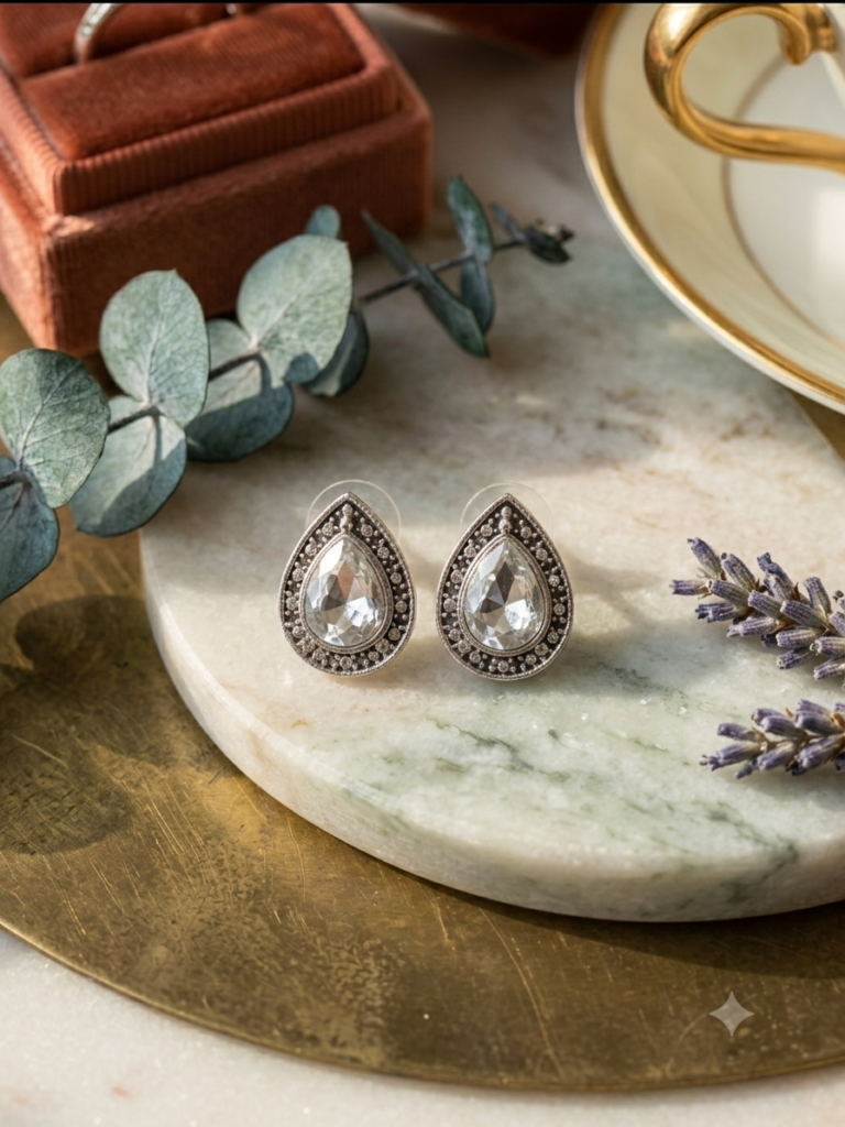 Ethereal Clear Teardrop Studs