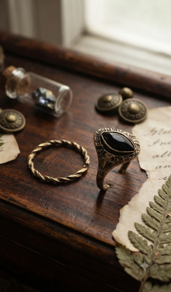 Ornate Marquise Ring & Twisted Band Set