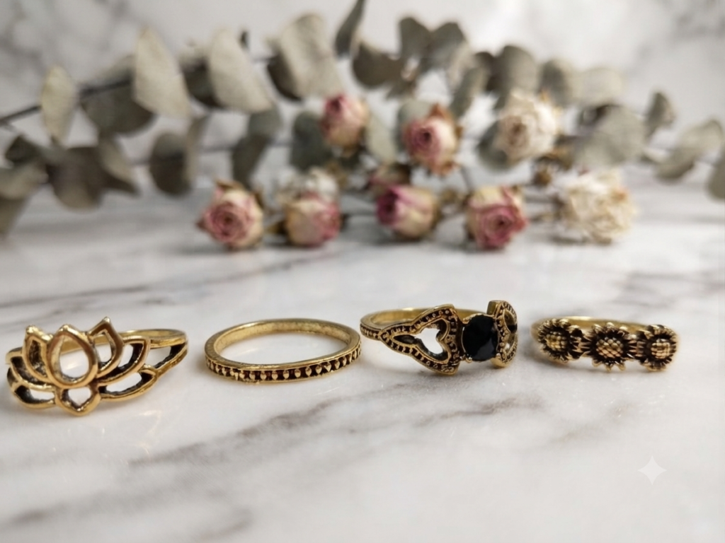 Nature-Inspired Gold Ring Suite