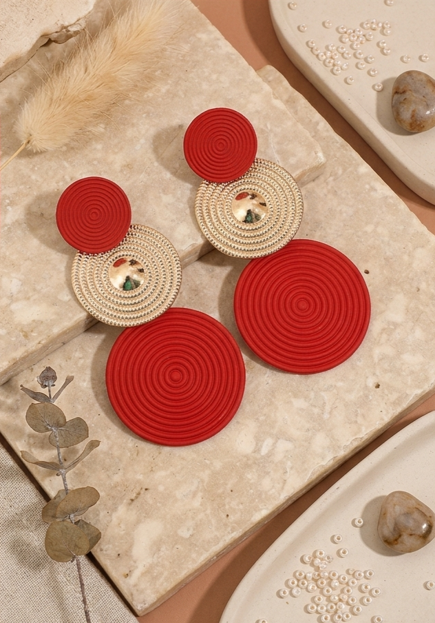 Modern Geometric Triple-Disc Statement Earrings