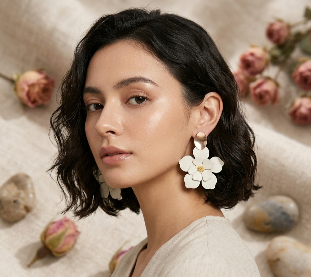 Ivory Petal Elegance Earrings