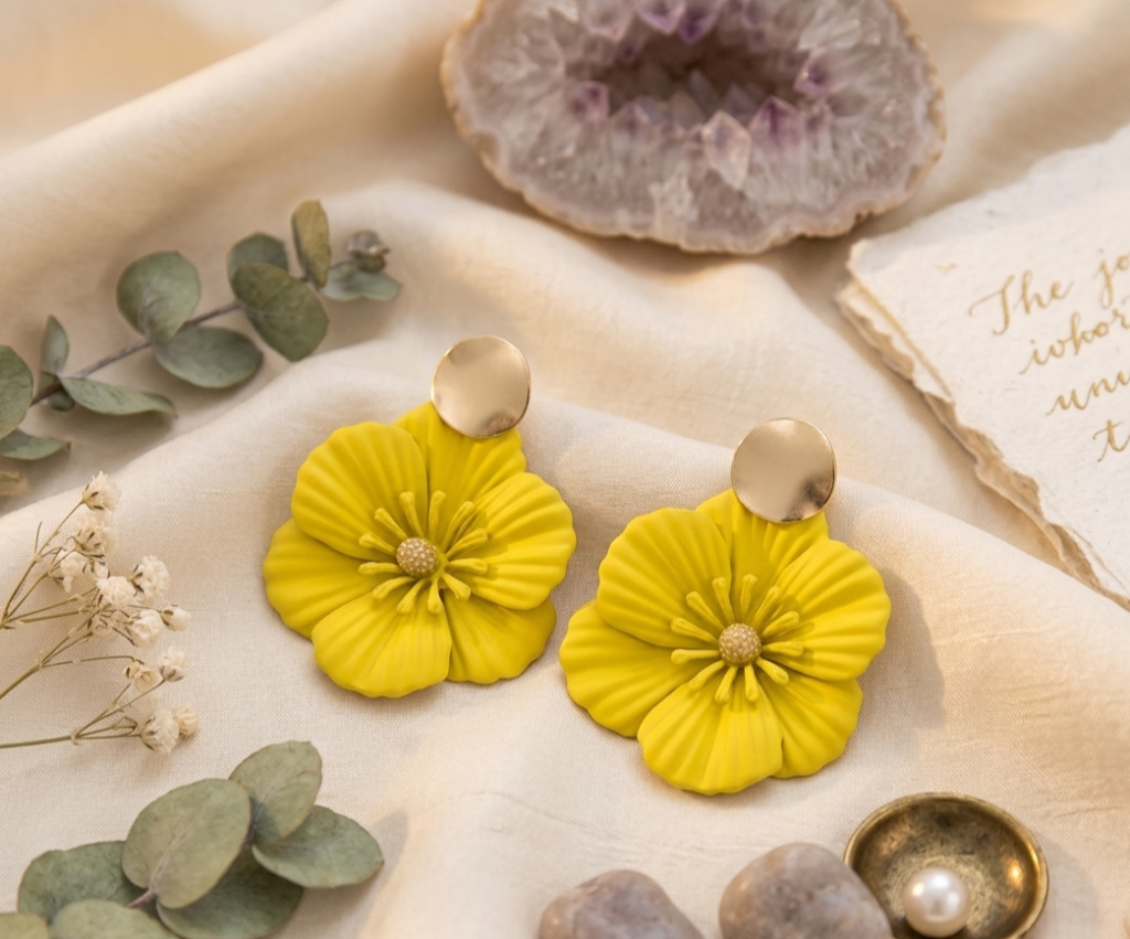 Sunshine Yellow Petal Earrings