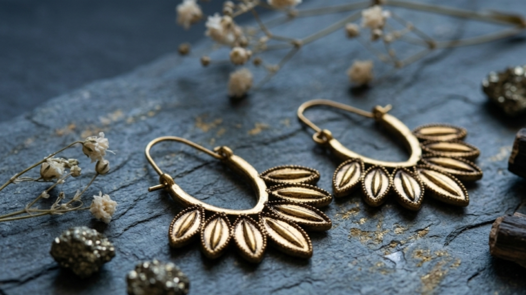 Vintage Leaf-Inspired Hoop Earrings