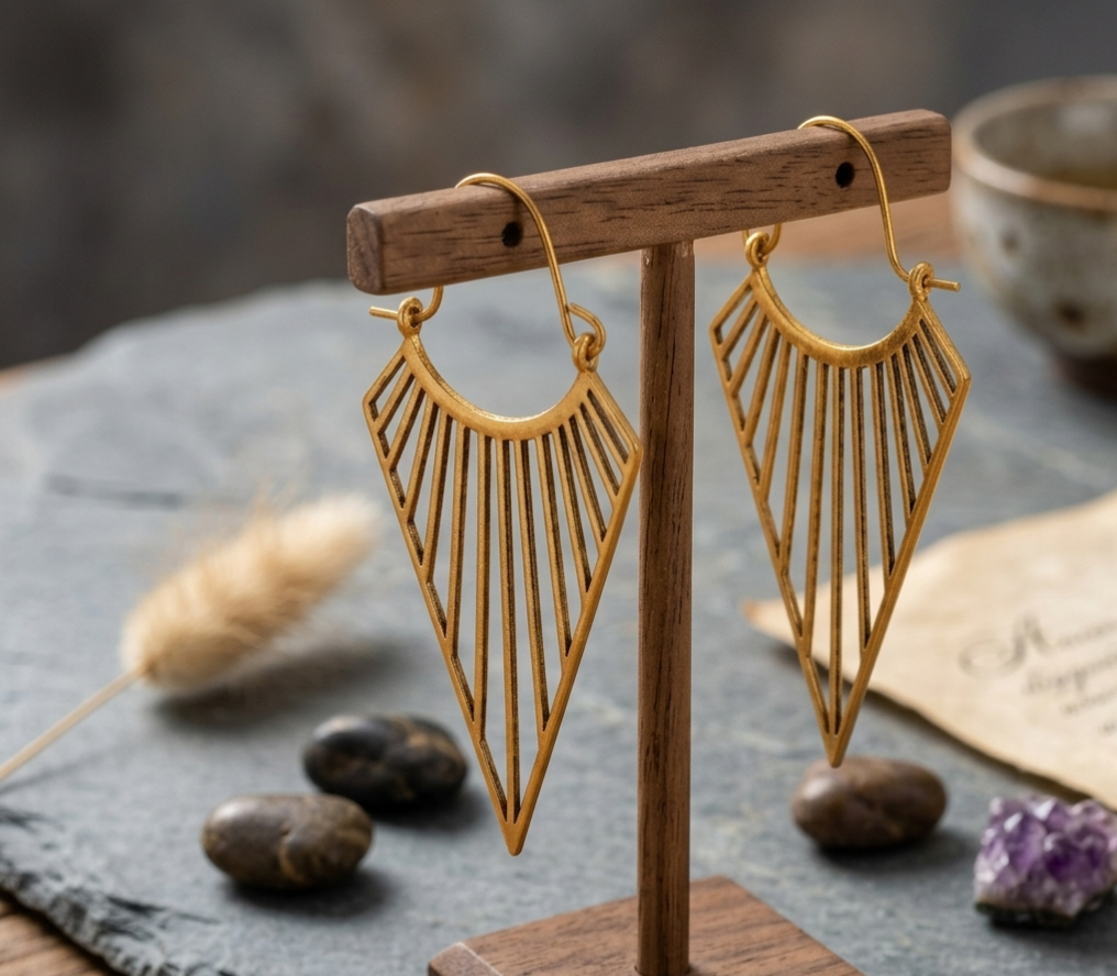 Geometric Sunburst Fan Earrings