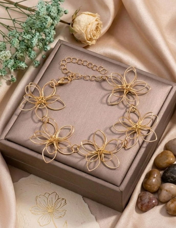 Golden Floral Silhouette Bracelet
