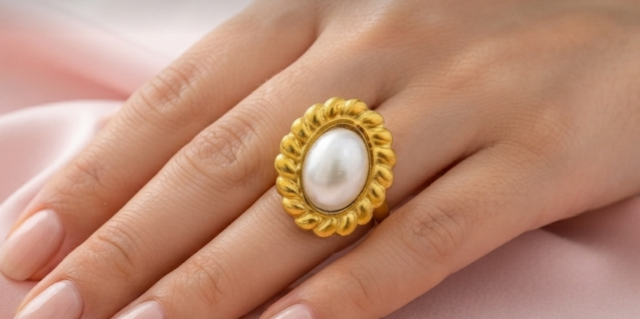 Aurelia Scalloped Pearl Ring - Image 2