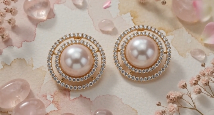Ornate Halo Pearl Studs