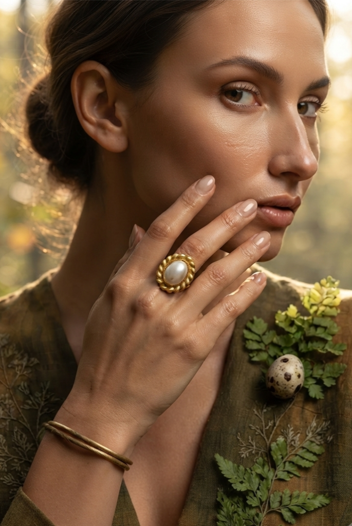 Aurelia Scalloped Pearl Ring