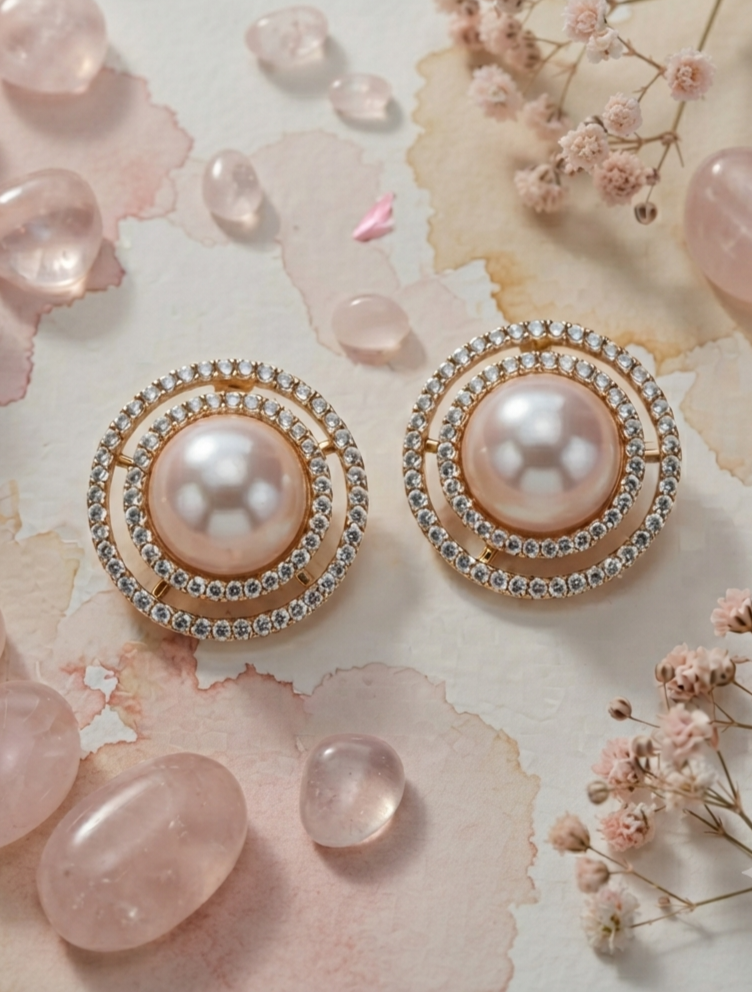 Ornate Halo Pearl Studs