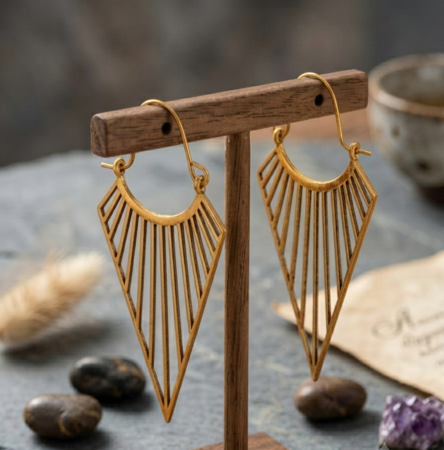 Geometric Sunburst Fan Earrings
